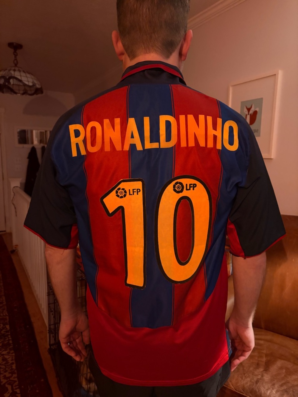 Nike Old School Navy Blue, Red, Yellow, Ronaldinho Soccer Jersey - Picture 2 of 11